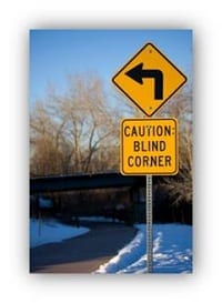 road sign for blind corner